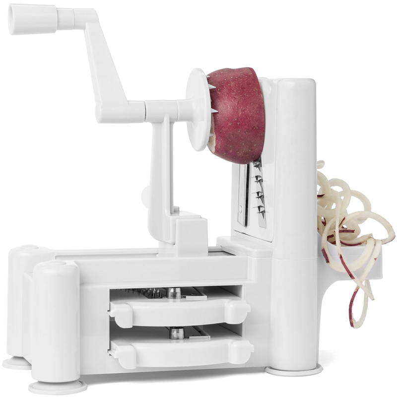 Espiralizador de verduras Manual 3 en 1, procesador triturador de frutas en espiral, cortador, rebanador y pelador en espiral, accesorios de cocina