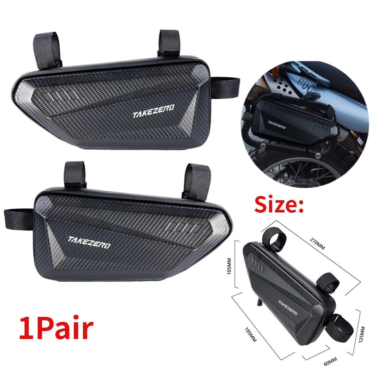 Motorfiets Zijtassen Waterdichte Eva Hard Shell Elektrische Fiets Opknoping Tas Mountainbike Driehoek Tas Motorfiets Zadeltas