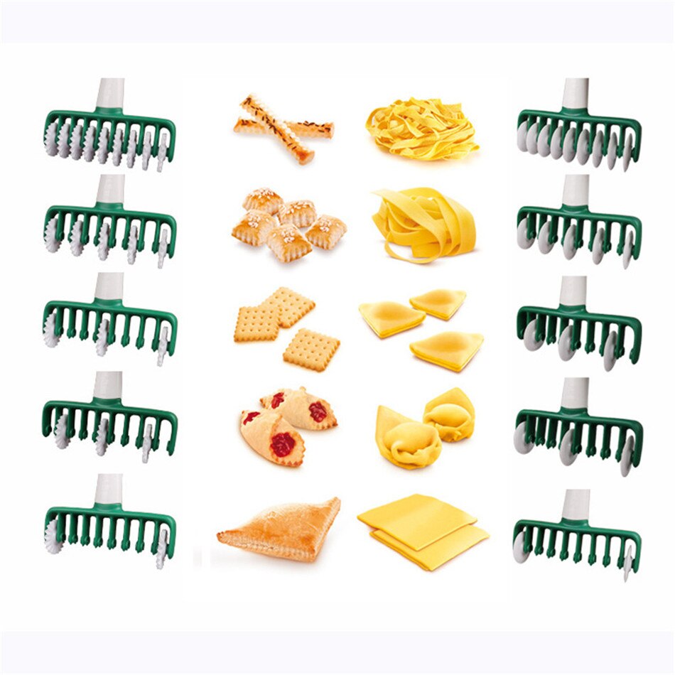 Ttlife pasta maker cutter spaghetti maskine takkede tænder noodle cutter bærbar plast løbehjul pasta rulleværktøj