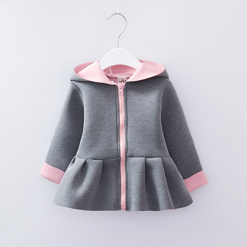 Manteaux d'automne et d'hiver à capuche | Jolis manteaux pour bébés filles, avec fermeture éclair manches longues, vêtements d'extérieur 0-3T: Gris / 12M