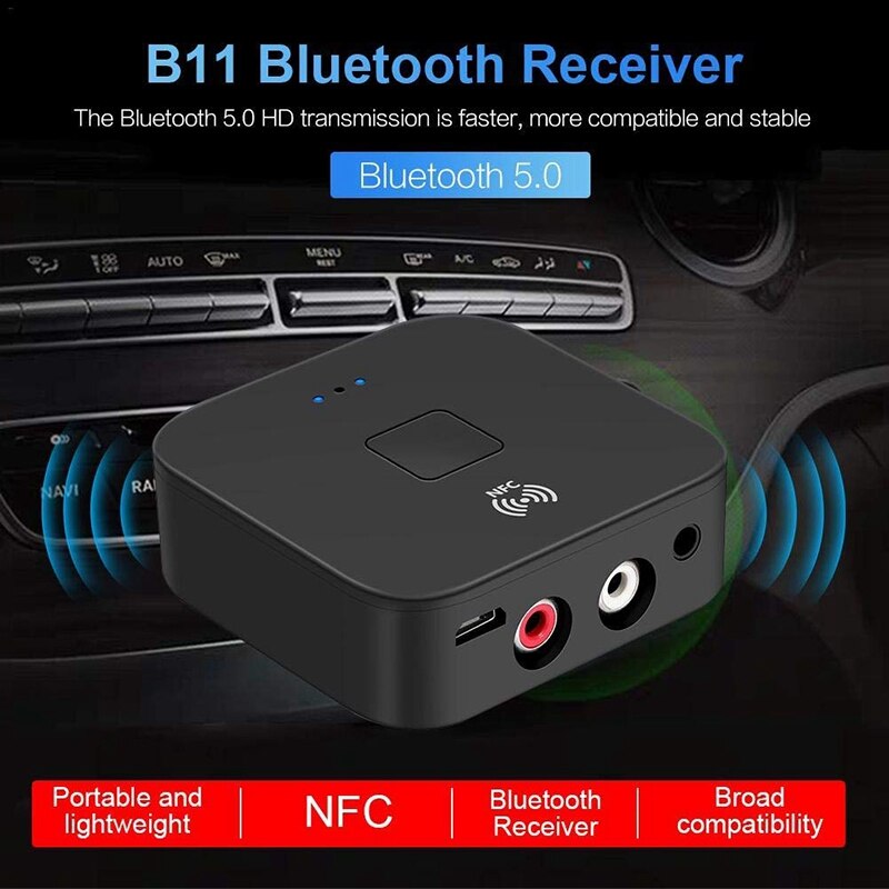 Receptor bluetooth 5.0 aptx ll 3.5mm, aux, rca jack, adaptador sem fio, liga/desliga automático com microfone bluetooth 5.0 4.2