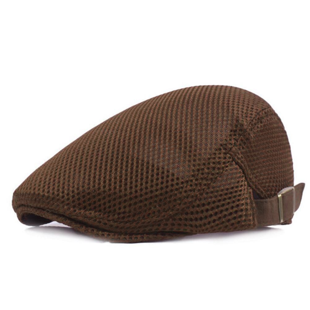 Béret d'été pour hommes et femmes, casquette plate, Cabbie, Style Gatsby, ajustable, respirant, bonnet en maille: Marron