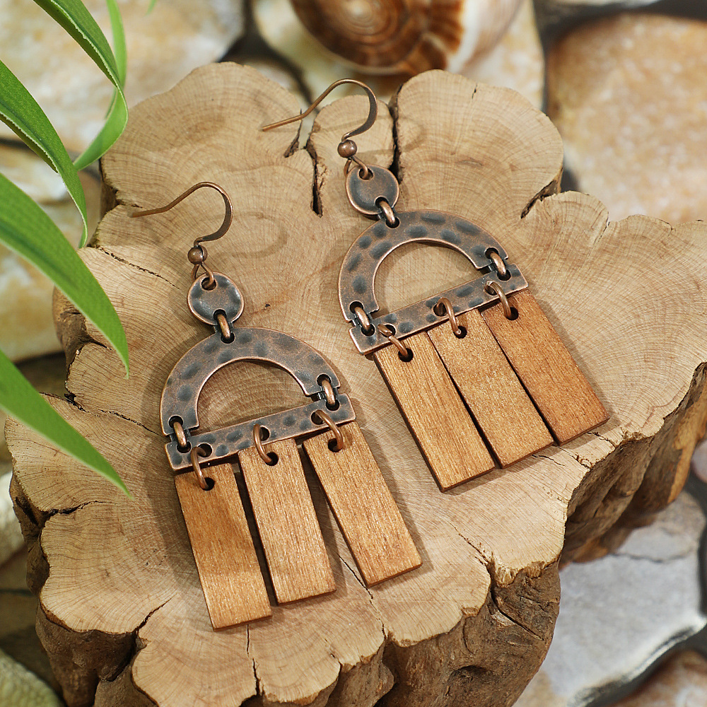 Pendientes colgantes marrones geométricos étnicos Vintage para mujer personalidad vacaciones Casual pendientes diarios joyería Bohemia: Verde oscuro