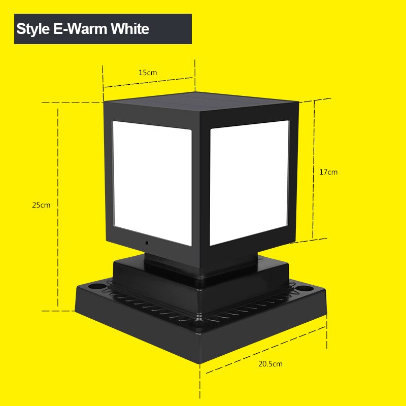 Solar Column Headlight LED Courtyard Light Outdoor Waterproof Landscape Lamp Garden Decoration Street Light Villa Wall Lights: Style E Warm White