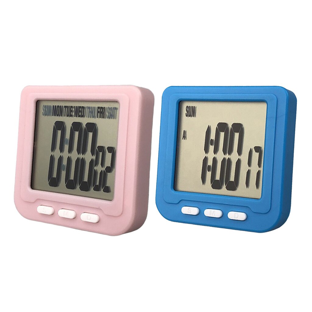 2x Small Alarm Clock Simple Bedside Clock Baking Timer Travel Clock
