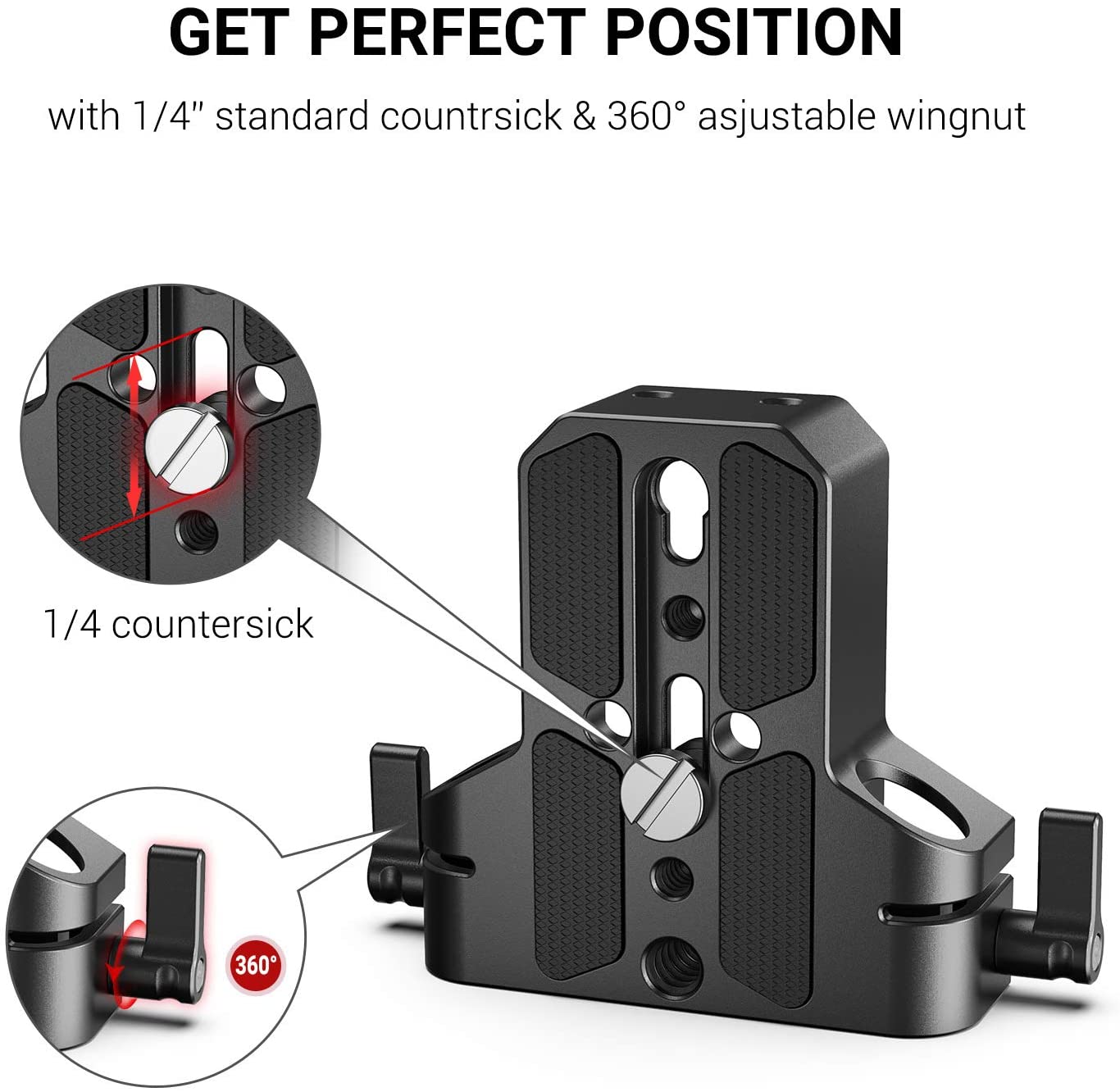 SmallRig Baseplate With Dual 15mm Rod Clamp For Sony FS7/Sony A7 series/Canon C100/C300/C500 - 1674