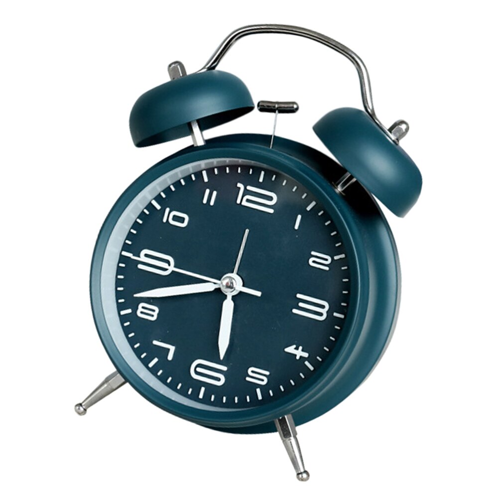 1PC Students Alarm Clock Simple Bedroom Desk Clock Cartoon with Night Light Alarm Clock Mute Alarm Clock Retro Ringing: Navy