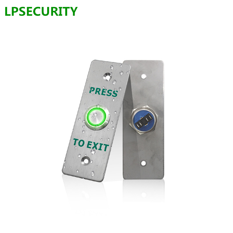 LPSECURITY IP68 waterproof outdoor gate opener door lock bolt stainless steel panel LED door exit button switch NO NC