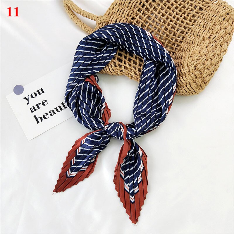 70*70cm Wrinkle Small Silk Scarf For Women Chiffon Square Scarf Fold Scarf Floral Striped Printed Women Office Scarves Foulard: 11