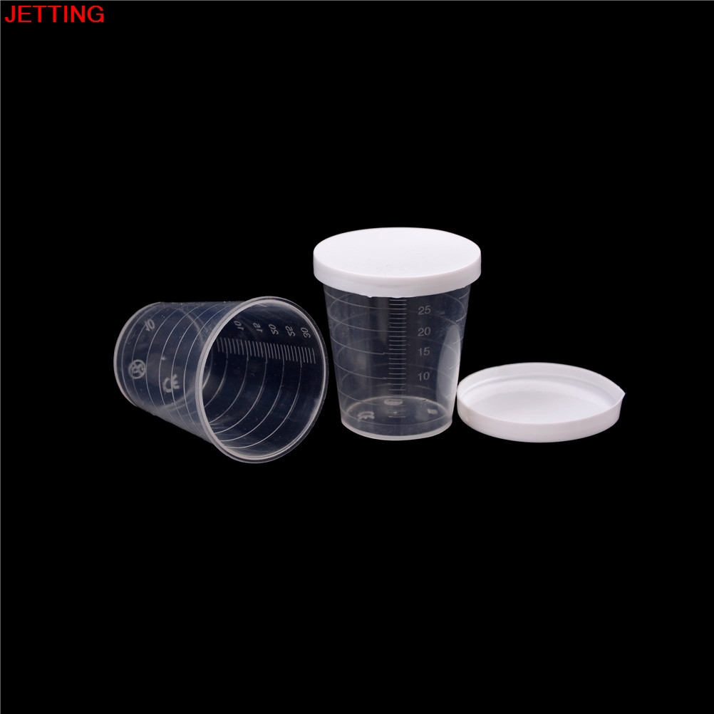 Tazas de medición de líquido PP transparentes, cilindro de prueba de laboratorio de plástico, tapa blanca, contenedor transparente de indexación, 30ml, 10 Uds.
