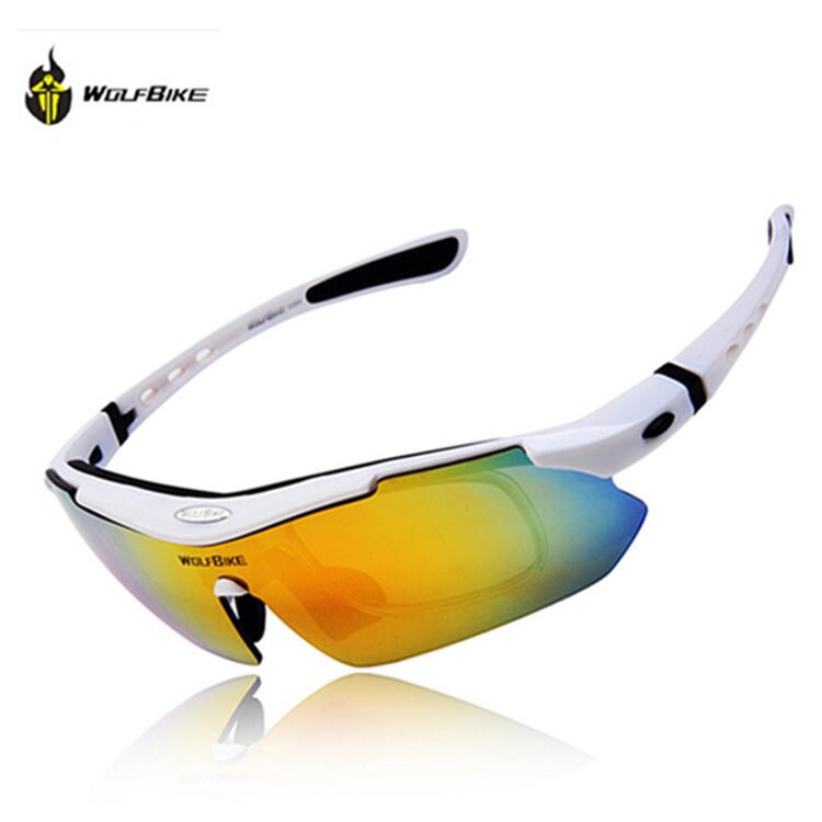 Wosawe sykkelbriller for ridning sportsbriller i ett stykke polariserte briller uv-beskyttelse utendørs sykling solbriller oakley: Hvit
