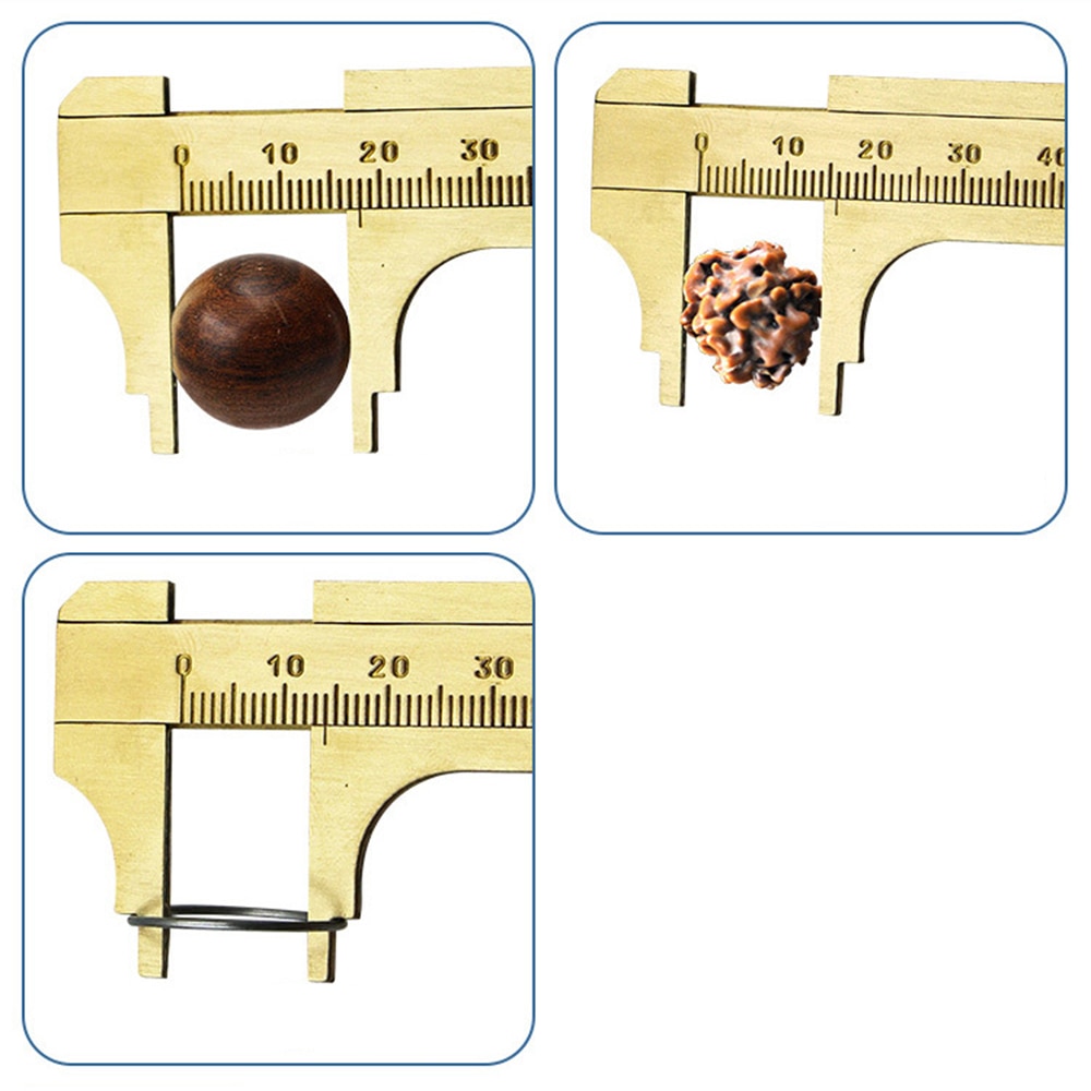 Metal measuring ruler Mini brass caliper pure copper vernier dual-scale portable retro Double scale Measuring Tools