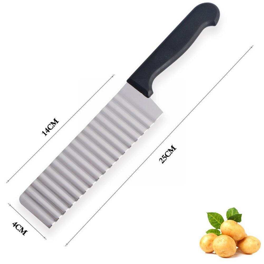 Steel Potato Chip Slicer Dough Vegetable Fruit Crinkle Cutter Fry French Knife Potato Wavy Slicer Chopper Maker U7V8