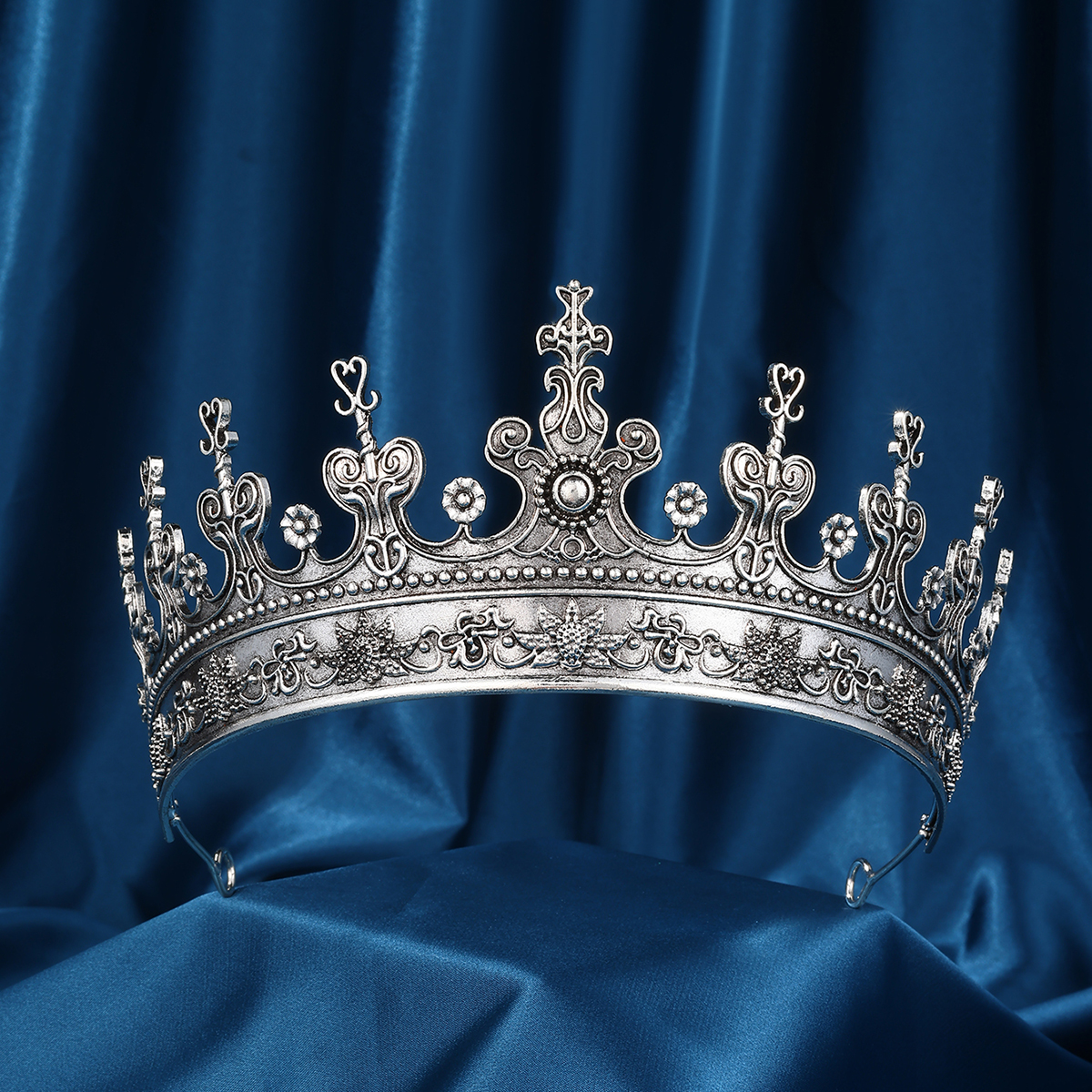 Couronne de roi médiévale pour hommes, femmes et enfants, couronne de Cosplay sur scène, accessoire de fête d'halloween, 1 pièce: PLAQUÉ ARGENT