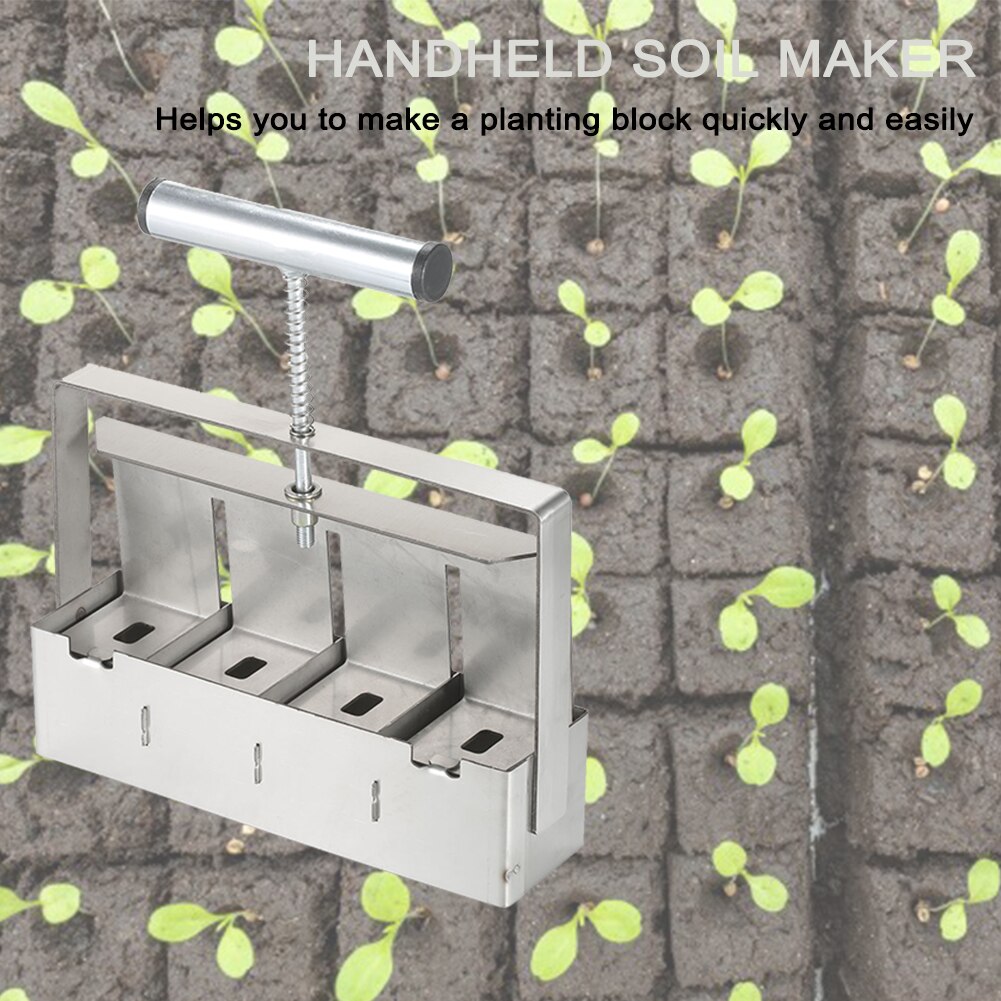 2 inch Manual Soil Blocker Stainless Steel Handheld Soil Block Maker with Handle Plant Soil Blocking Tool for Seedlings Starting