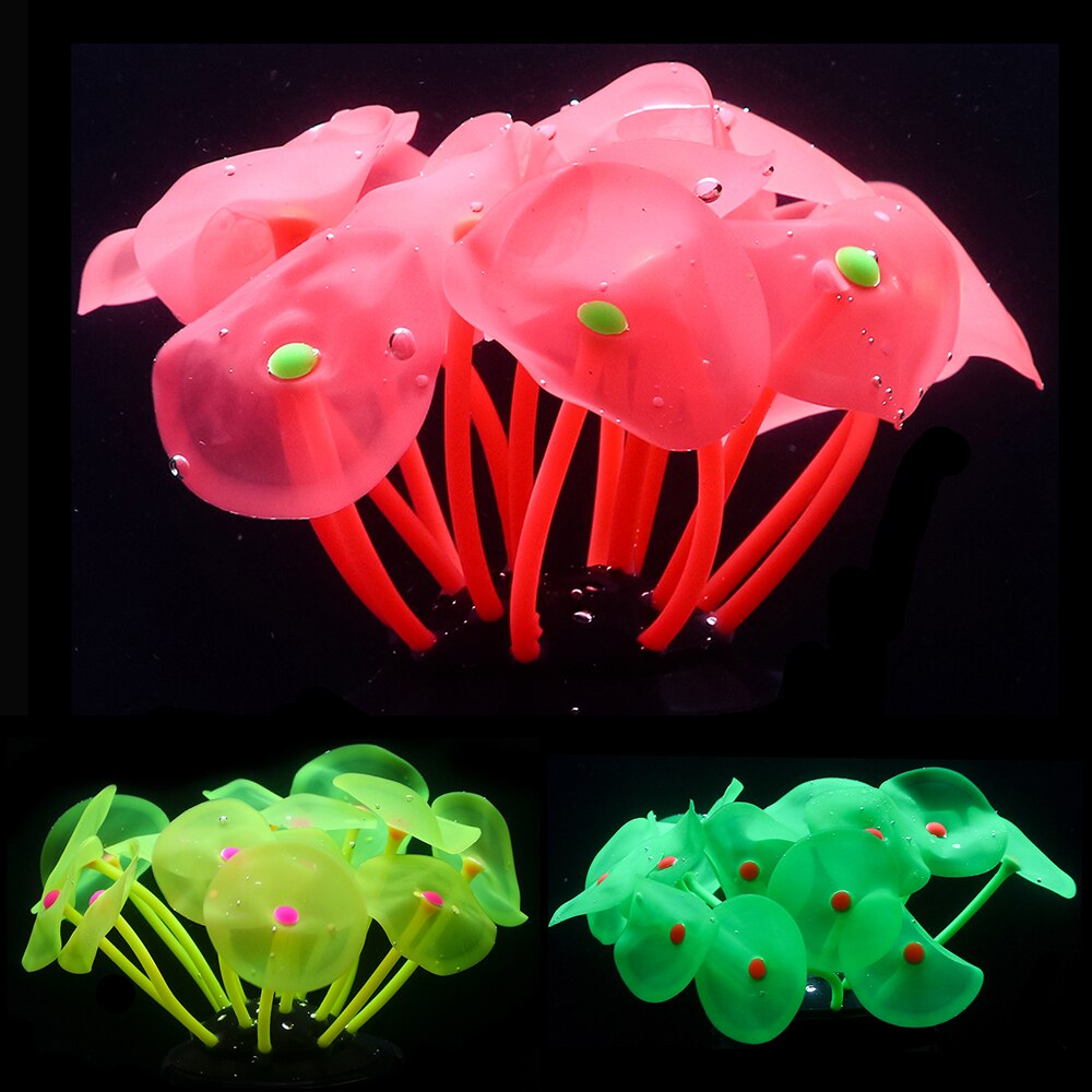Siliconen gloeiende kunstmatige aquarium aquarium koraalplanten onderwater ornament aquarium aquarium decoratie accessoires  d30