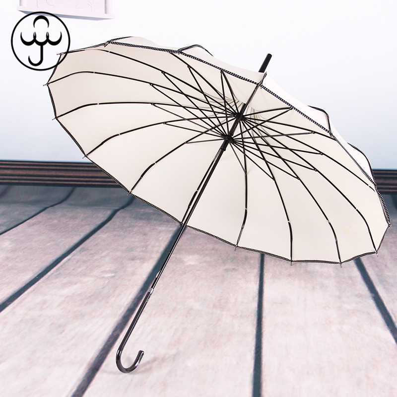 Parapluie de pagode à un point, longue poignée, pare-soleil pour princesse, enveloppé, photographie créative, rétro, ensoleillé, pluie: white