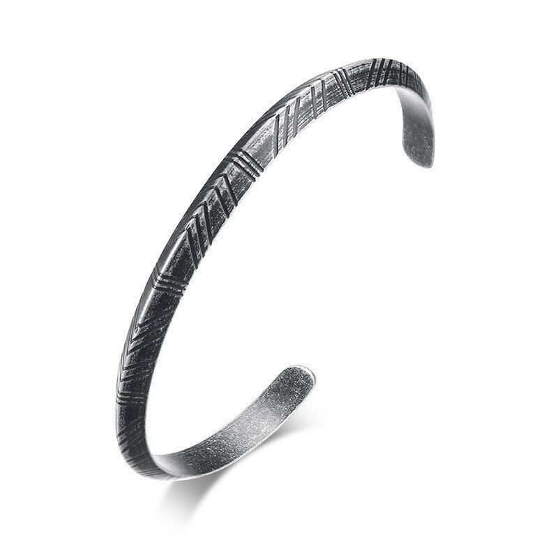 Modyle Men's Viking Cuff Bracelet Bangle Retro Tone Stainless Steel Pulseira Female Male Street Ceremony Unisex Jewelry