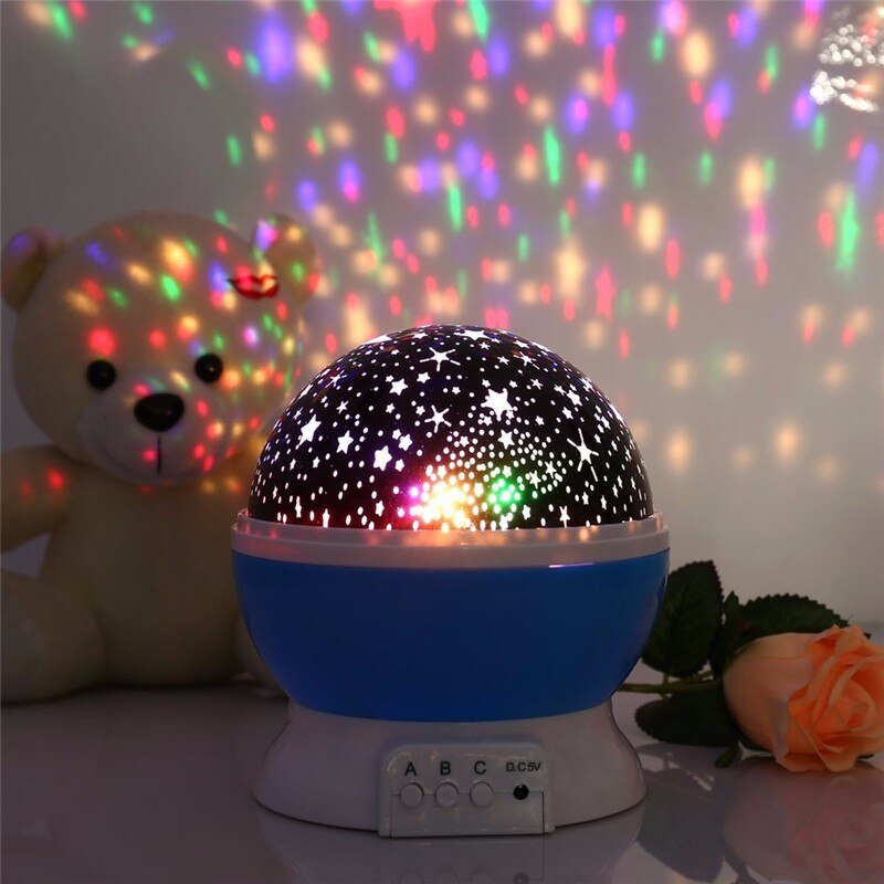 Novelty Moon Sky Star Night Light Projector Lamp Romantische Roterende Projectie Kids Kinderen Baby Bed Kamer Slapen Nachtlampje
