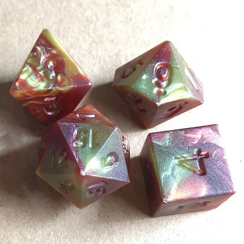 Ensemble de dés à facettes multiples, 7 pièces, acrylique, Double couleur, numérique, jeu de personnalité, DND