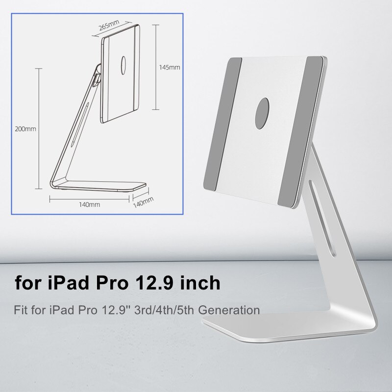 Soporte magnético de escritorio para tableta, accesorio ajustable de aluminio para iPad Pro de 12,9/11 pulgadas, iPad Air de 10,9 pulgadas: for iPad Pro 12.9