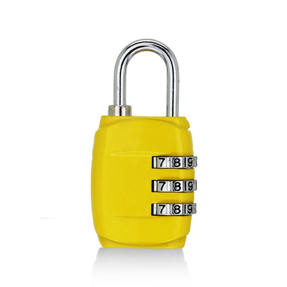 3 Dial Digit Combination Password Code Lock Padlock Metal Lock Travel Luggage Cabinet Lock Mini Anti-Theft Gym Locks: Yellow