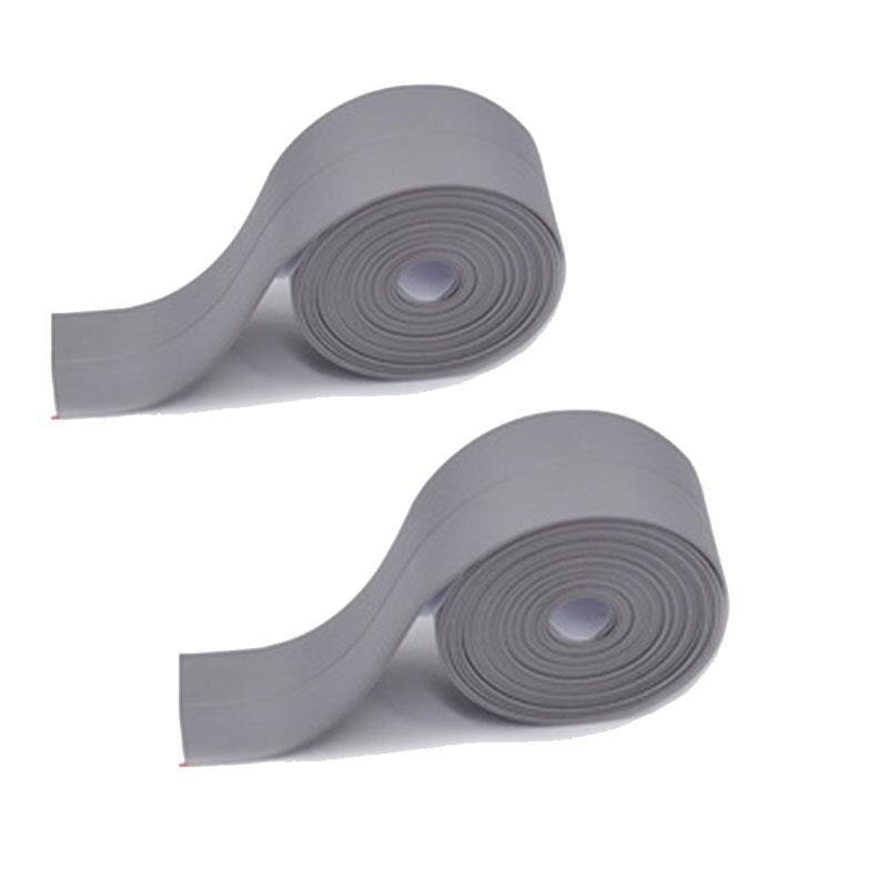 2pcs/Set Bathroom Stickers Shower Sink Bath Sealing Strip Tape White PVC Self Adhesive Waterproof Wall Sticker Bathroom Kitchen: 2pcs gray