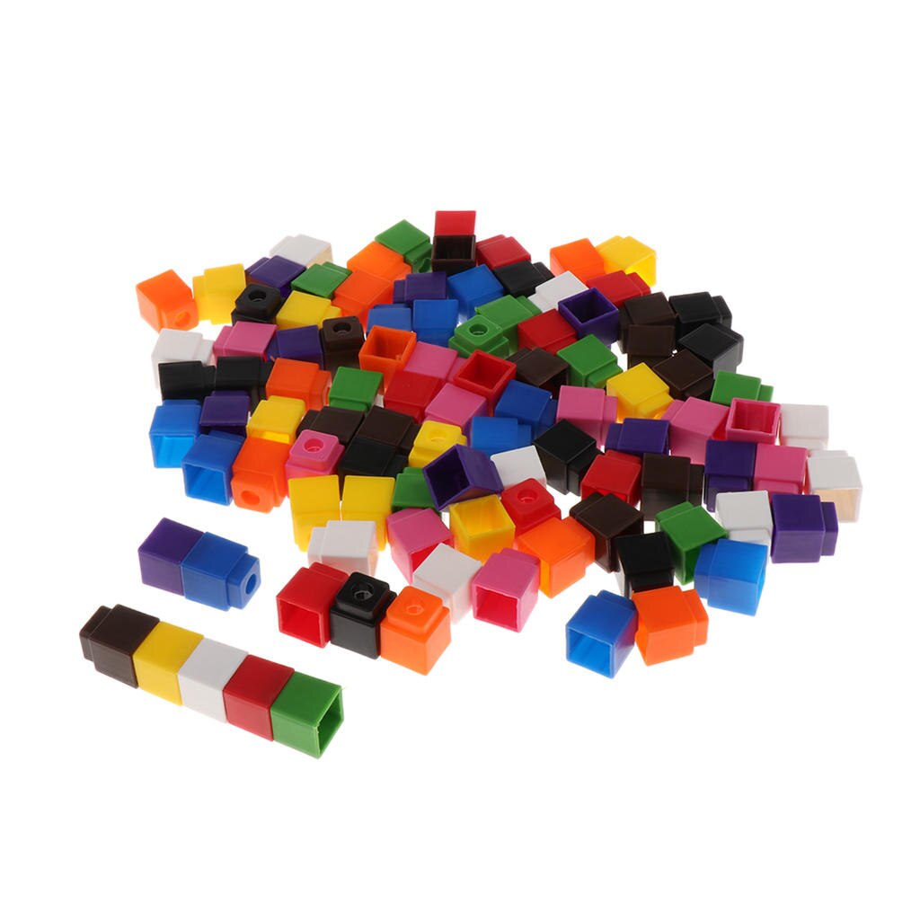 100x Education Child Math Link Cubes Maths Skills Teaching 4-Color