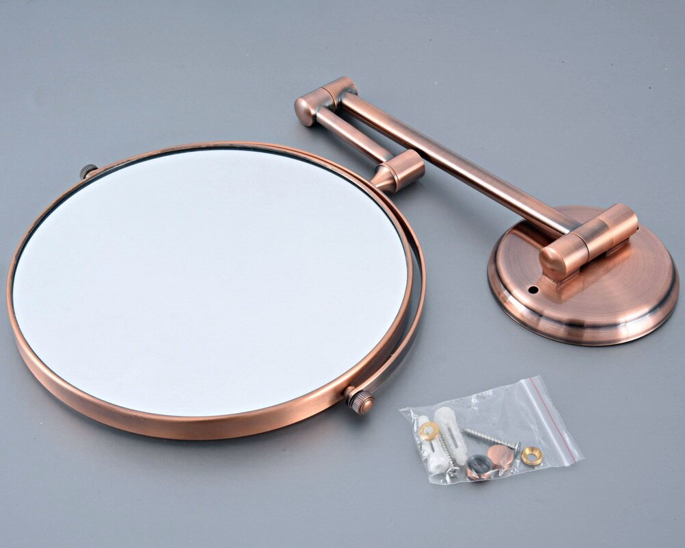 Antique Red Copper Brass Bathroom Shaving Beauty Makeup Magnify Mirror Dual Side Wall Mounted / Bathroom Accessory mba631