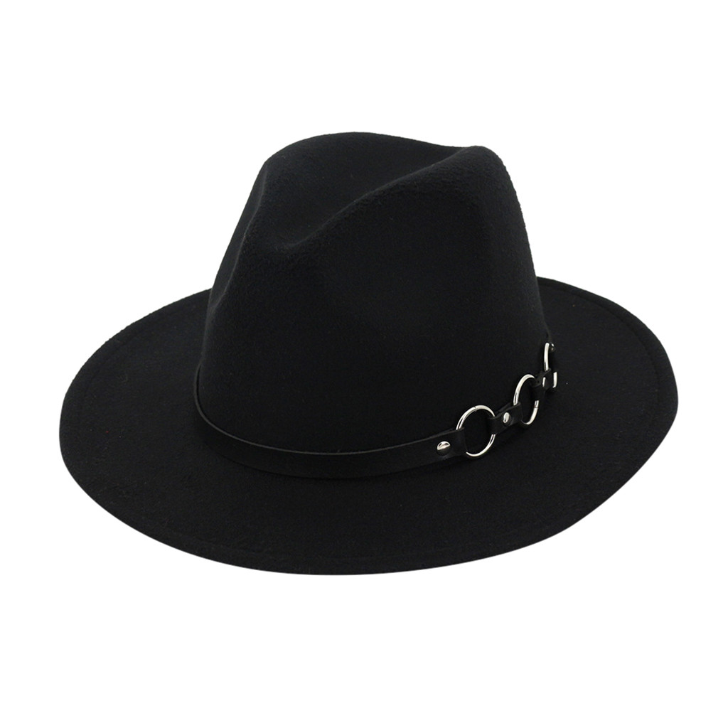 Elegante Grijze Wollen Fedora Hoed Voor Vrouwen Herfst Vintage Trilby Caps Wide Brim Jazz Kerk Toevallige Mannen Vilt Bowler Hoeden G: Black