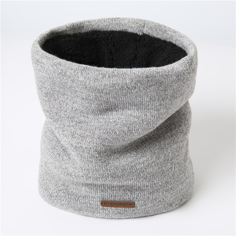 Hommes hiver écharpe tricot fourrure anneau foulards pour les femmes en plein air épais unisexe Snood Sport cou écharpes: WJ117-Light gray
