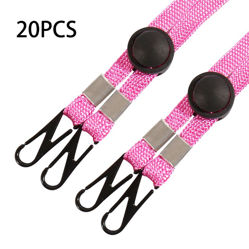 20Pcs Verstelbare Lengte Gezichtsmasker Lanyard Handige Handige Veiligheid Masker Holder Hanger Comfortabel Rond: Rood