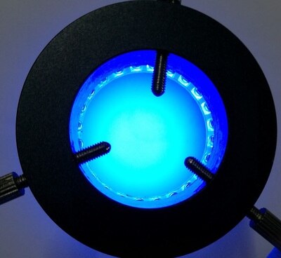 C-C-D Visual Light Source Metal 30mm Inner Diameter Ring Adjustable LED Light Source Monocular Microscope Ring Light Source 0-5w: blue