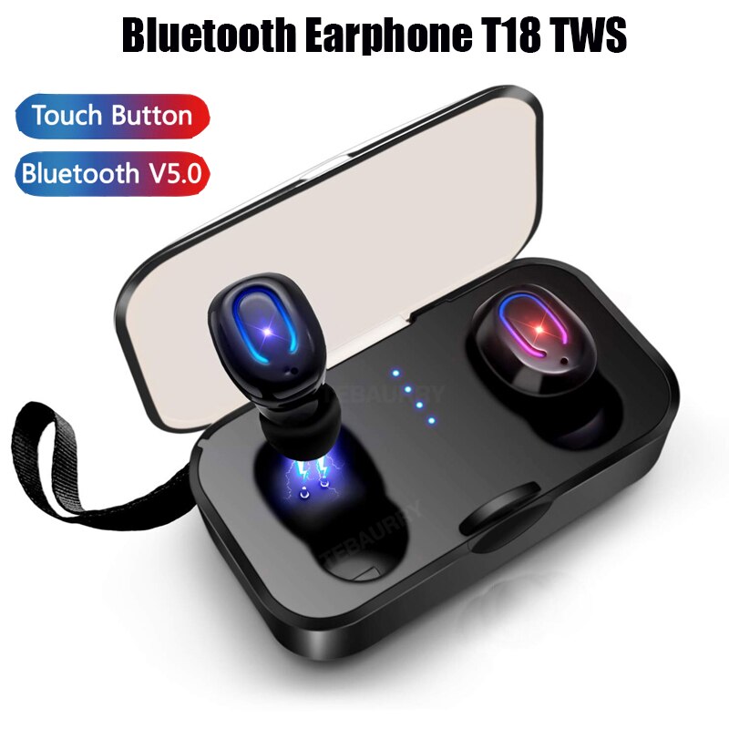 TWS i12 auriculares inalámbricos 5,0 Touch T18 P20 auriculares Bluetooth con caja de carga de micrófono auriculares deportivos compatibles con todos los teléfonos i9s tws: t18