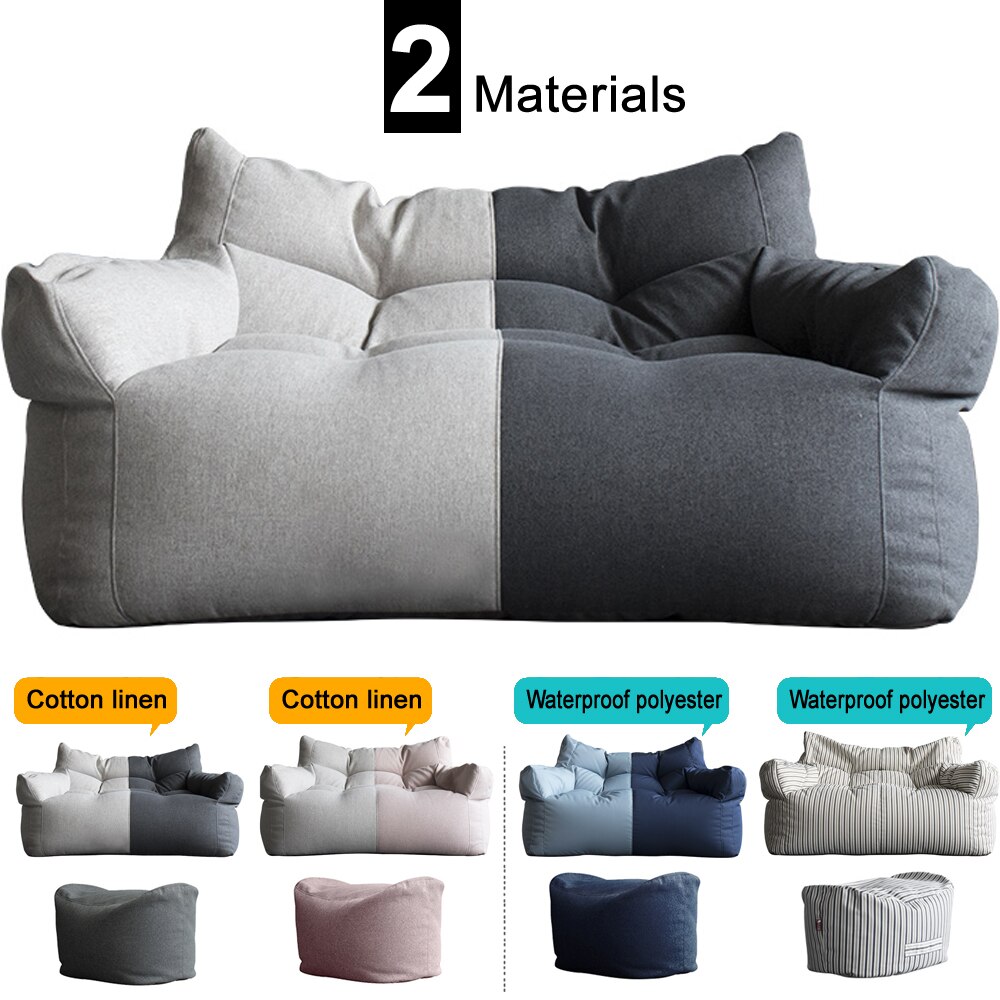 Riesen Sitzsack Sofa Stuhl Footsool Abdeckung Keine Füllstoff Boden Sitz Tatami Puff Ottomane Hocker Baumwolle Leinen Faul Sofa Couch liege