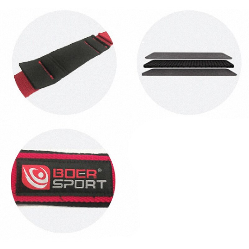 BOER Sport 1 Pair Padded Weight Lifting Training Wrap Gym Straps Hand Bar Wrist Support Gloves Sweat Resistant Woven Polyester