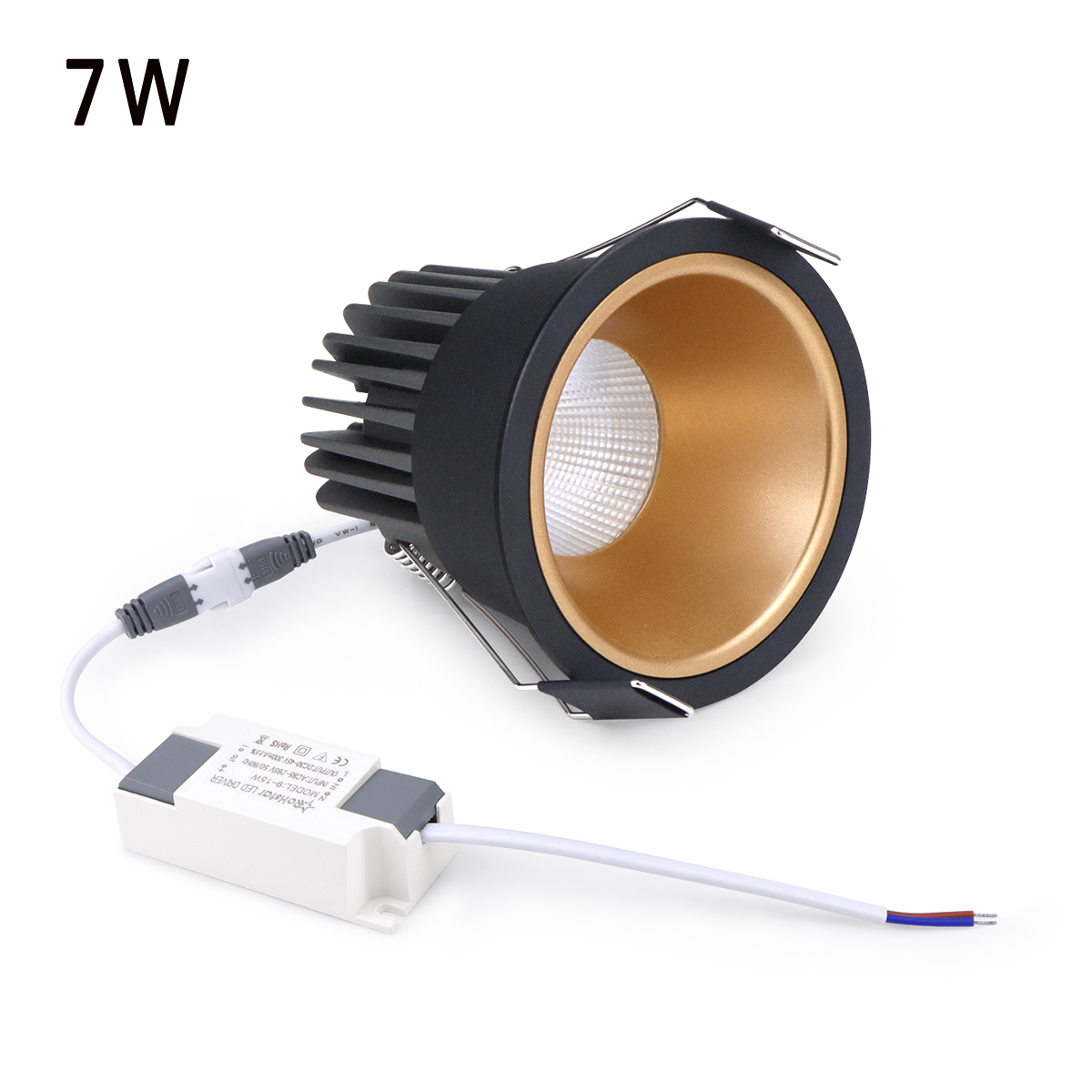 Indbygget aluminium cob led led spotlight pære led spotlight 7w 12w downlight loftslampe rumbelysning 85-265v: Lysegrøn / Sort