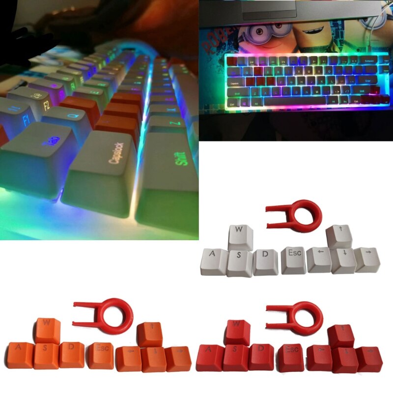 9 Keys PBT Backlit Keycaps WASD/ESC/Direction With Key Cap Puller For MX Switch B2QA