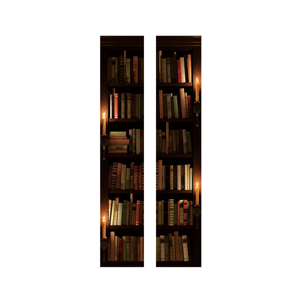 Bookshelf Bookcase Stereo Door Stickers Removable Waterproof Self-adhesive Wall Stickers Bedroom DIY Wallpaper Sticker 19Dec23