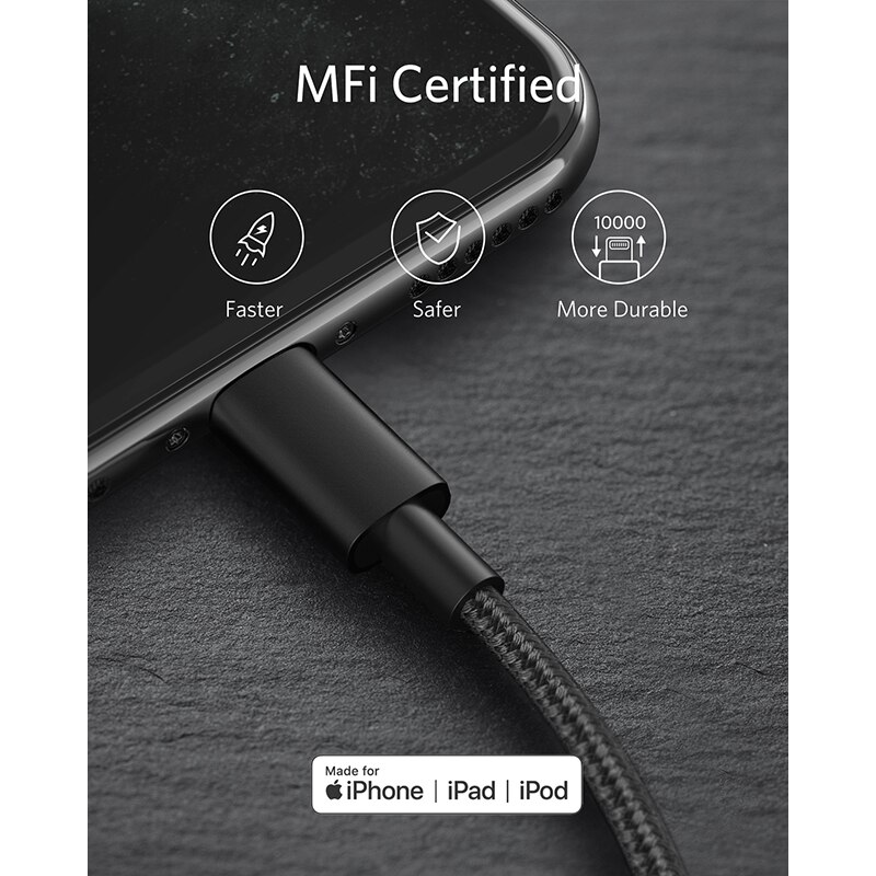 USB C to Lightning Cable, Anker Nylon USB-C to Lightning Charging Cord for iPhone 11 Pro/X/XS/XR / 8 Plus/AirPods Pro 3.3ft