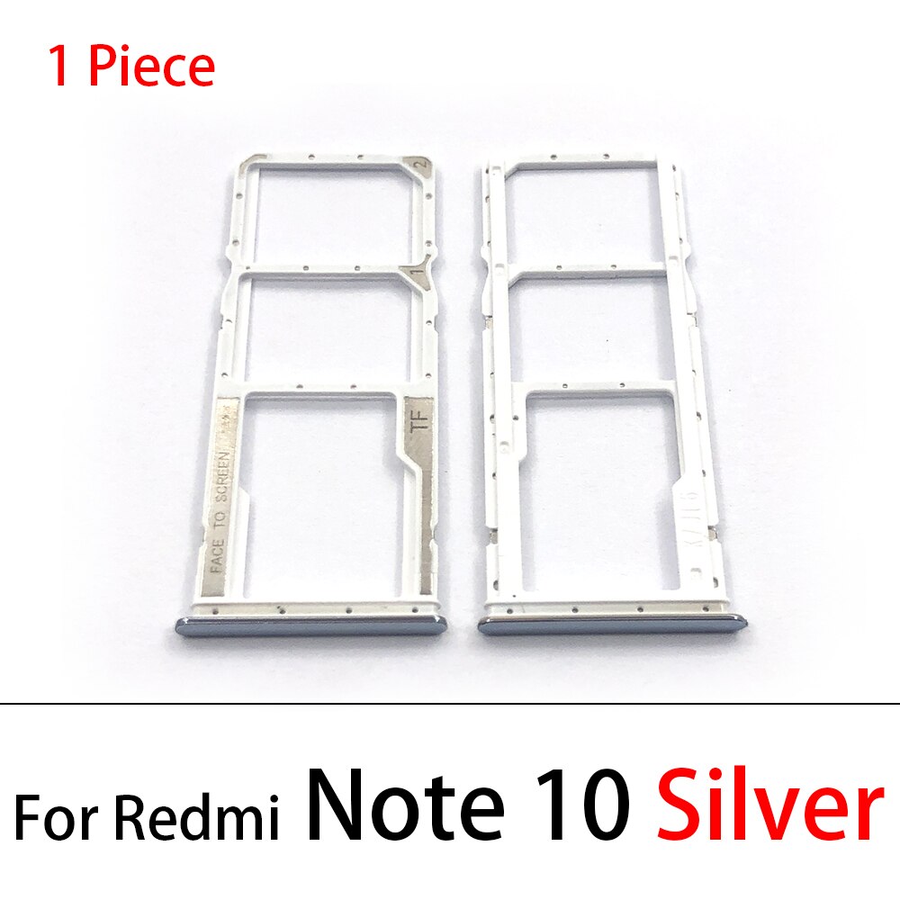 50 Stks/partij, Voor Redmi Note 10 / Note 10 Pro Sim-kaart Houder Lade Slot Houder Adapter Socket: Redmi Note 10 Silver