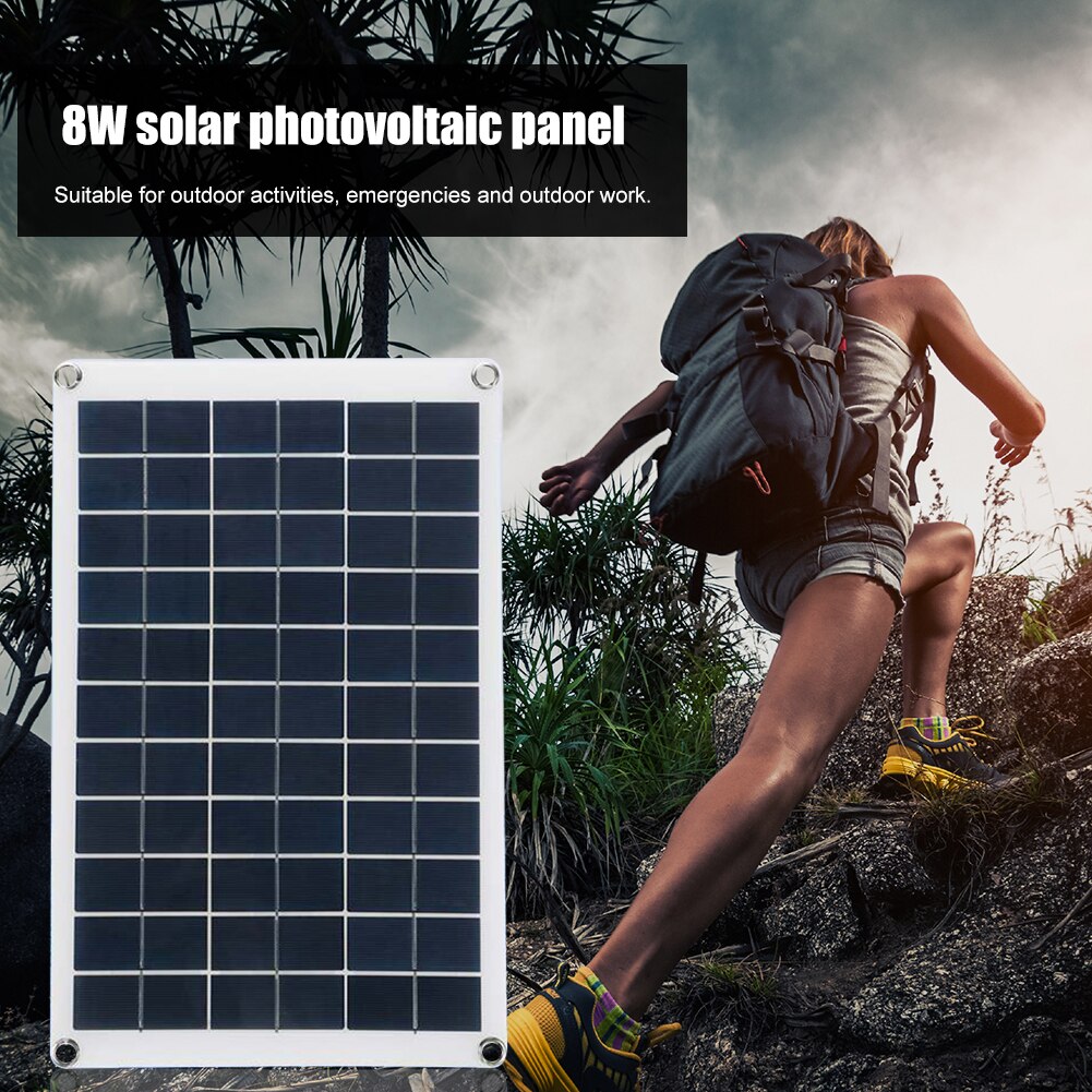 8W Waterproof Solar Panel Kit Outdoor Folding Pack Solar Cells Portable Monocrystalline Cell Solar Plate USB Charger