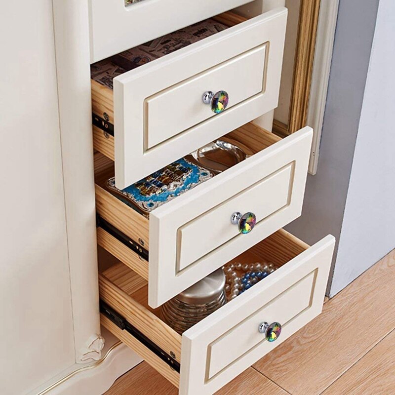 ABSF-perillas de cristal de colores para cajones, pomos de cristal de 10 piezas y 30MM, tiradores de cajones para el hogar, cajones y tocador