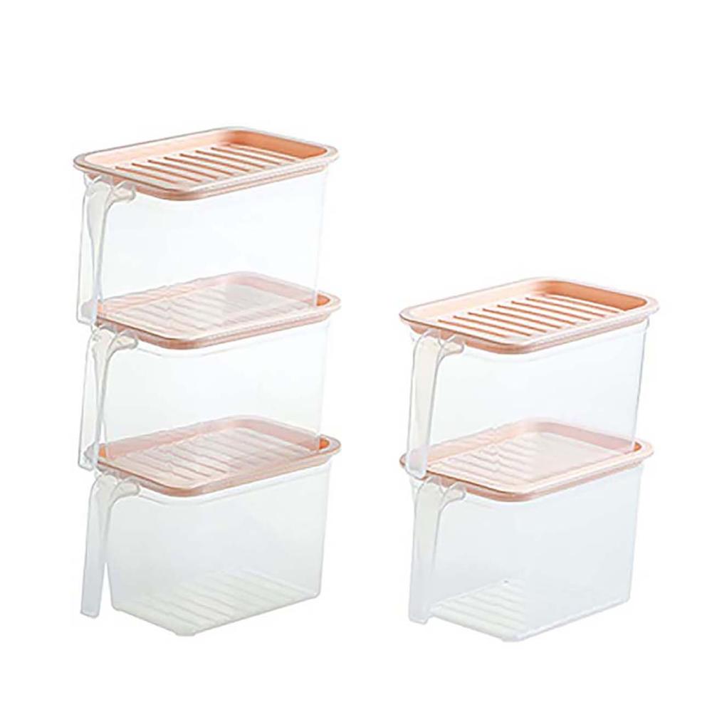 5 Stks/set Keuken Opslag Containers Plastic Voedsel Opslag Container Clear Rijst Doos Koelkast Organisator Thee Bean Grain Case: 5pcs Pink S