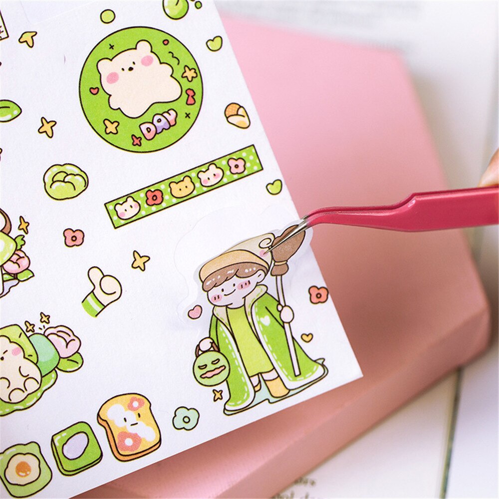 Pinzas de acero inoxidable de Color Macaron, herramienta de pegatina, diario, papel práctico, portátil, Mini papelería escolar