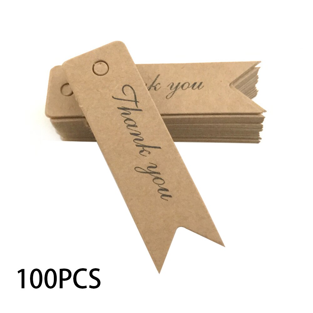 Etiquettes suspendues faites à la main | Étiquettes Kraft de remerciement pour mariage/bonbons/produits de bébé, 100 pièces/lot: Marron