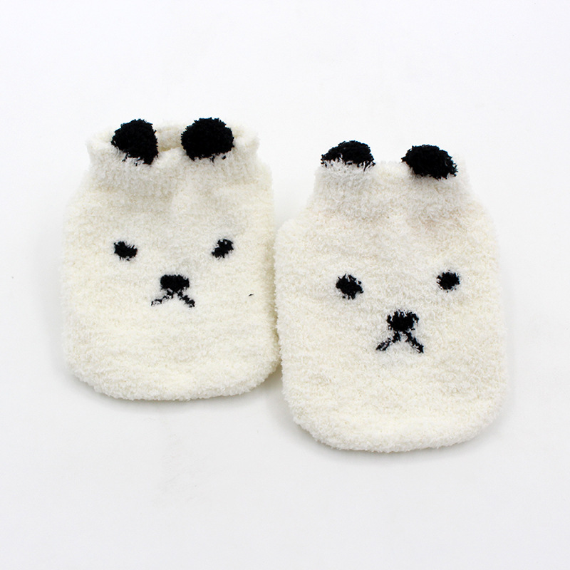 Antislip Baby Sokken Herfst Winter Coral Fleece Sokken Warm Peuter Jongen Meisjes Vloer Sokken Baby Kleding Accessoires Thicken: WHITE / 1-2 years