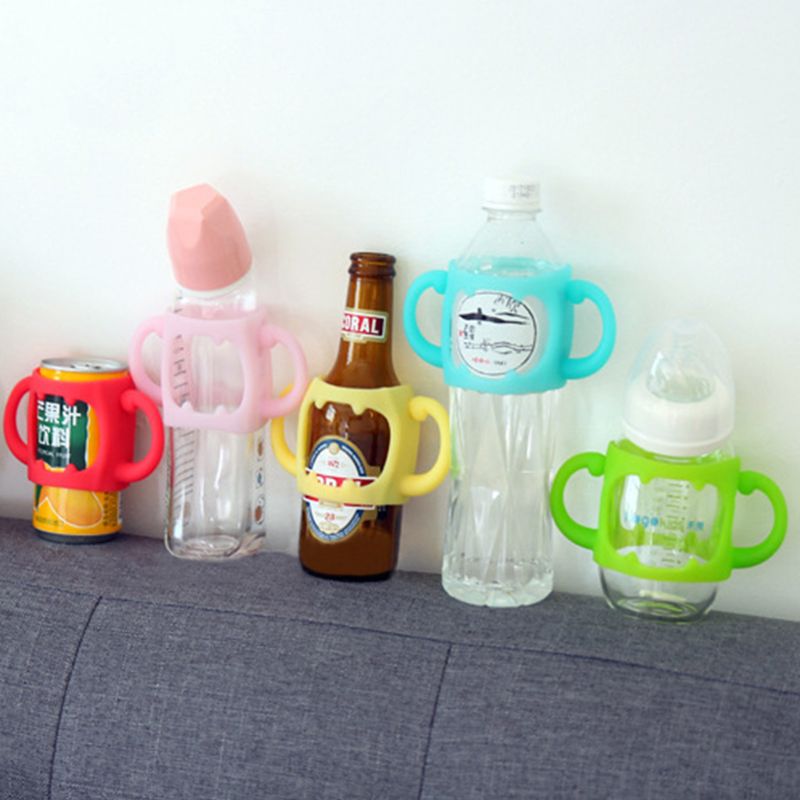 Baby Flasche Universal- Griff Weichen Silikon Breiten Mund Griff Mehrfarbig Wärme Beständig Fütterung Flaschen Zubehör