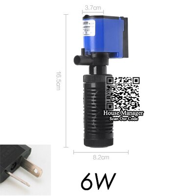 Aquarium Waterpomp Voor Schildpad Aquarium, Voor Waterstroom + Filtering + Air Zuurstof Verhogen, aquarium Dompelpomp 4W 6W: 6W AU Plug adapter