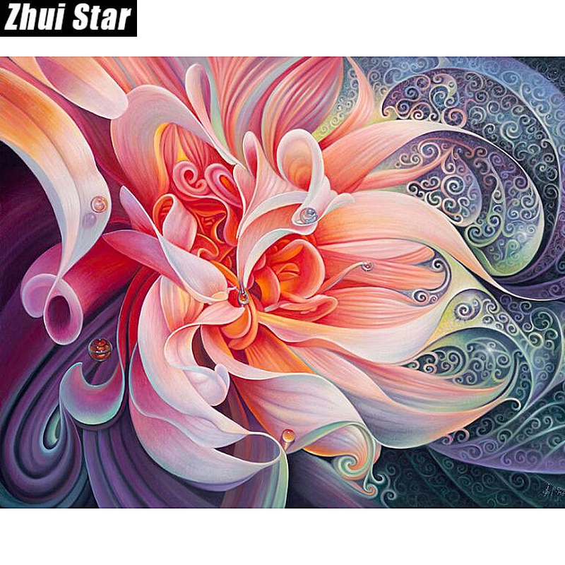 Zhui stjerne fuld firkantet boremaskine 5d diy diamant maleri "pæon blomst" 3d broderi sæt korssting mosaik dekor vip
